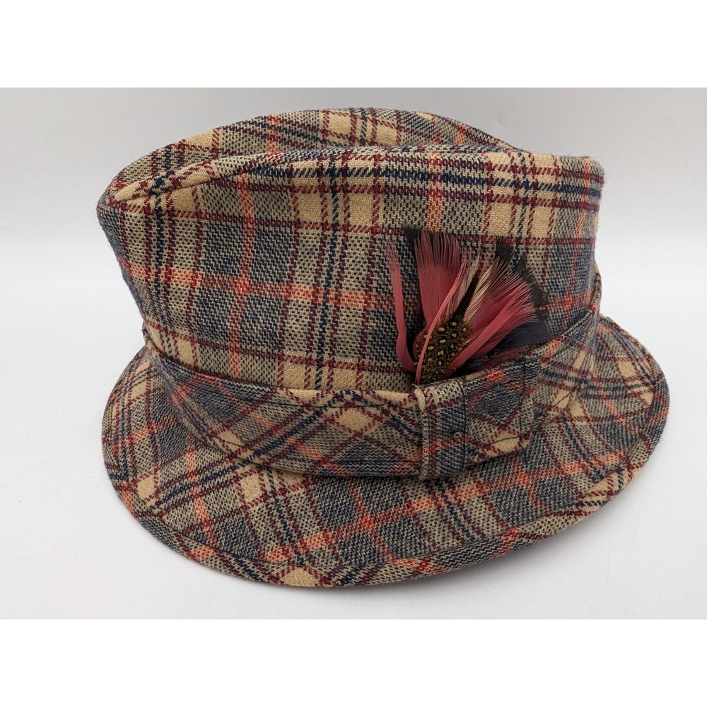 Vintage Pendleton Mens Fedora Hat Tweed Plaid 100% Virgin Wool Size 7 USA Made